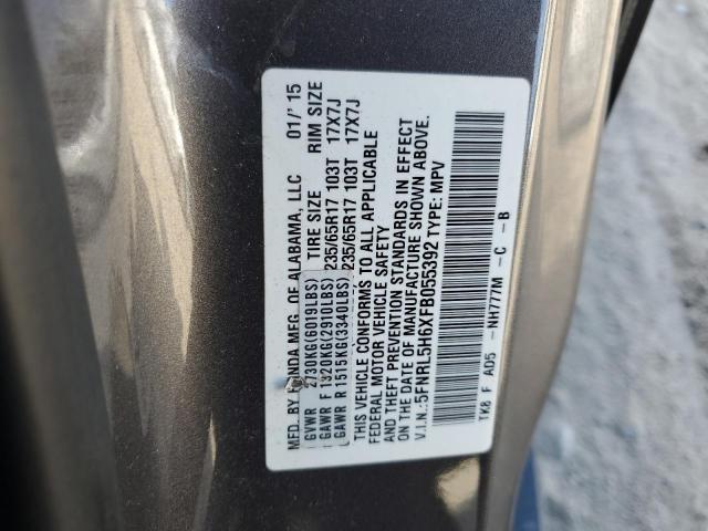 5FNRL5H6XFB055392 - 2015 HONDA ODYSSEY EXL GRAY photo 13