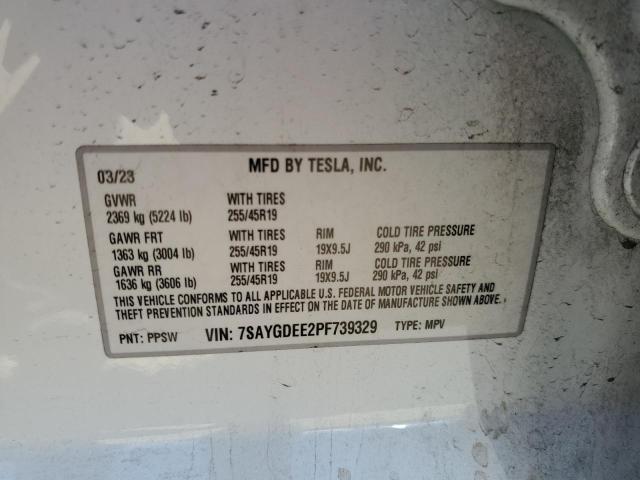 7SAYGDEE2PF739329 - 2023 TESLA MODEL Y თეთრი ფოტო 13