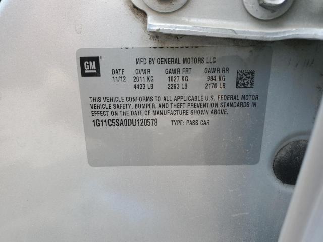 1G11C5SA0DU120578 - 2013 CHEVROLET MALIBU 1LT SILVER photo 12