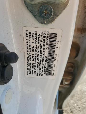 19XFB2F50CE063789 - 2012 HONDA CIVIC LX WHITE photo 12