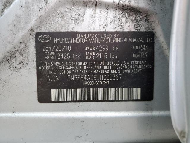 5NPEB4AC9BH006367 - 2011 HYUNDAI SONATA GLS GRAY photo 13