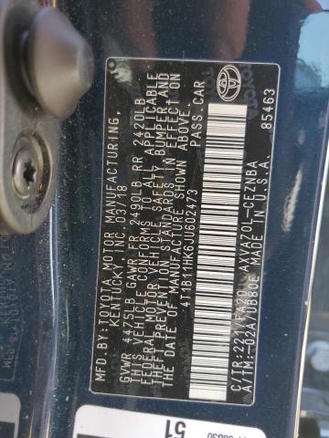 4T1B11HK6JU602473 - 2018 TOYOTA CAMRY L 黑色 照片 12