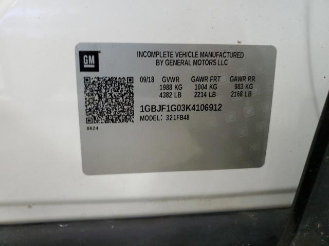 1GBJF1G03K4106912 - 2019 CHEVROLET BOLT EV WHITE photo 12