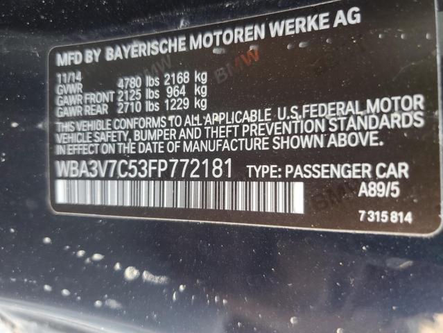 WBA3V7C53FP772181 - 2015 BMW 428 I SULEV BLUE photo 12