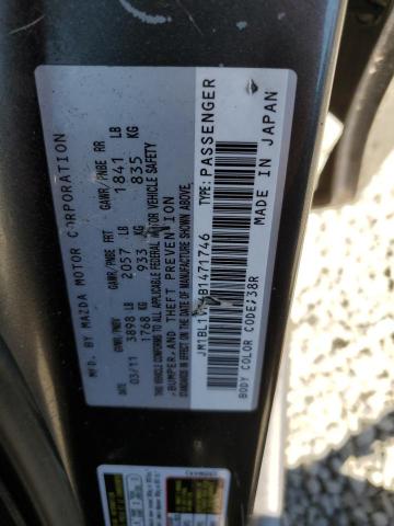 JM1BL1VF4B1471746 - 2011 MAZDA 3 I GRAY photo 12