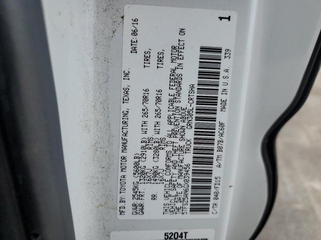 5TFSZ5AN6GX039456 - 2016 TOYOTA TACOMA ACCESS CAB თეთრი ფოტო 12