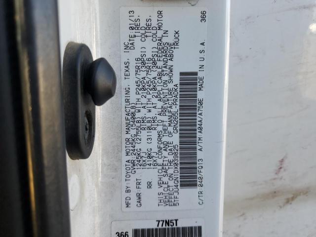 5TFJU4GN1DX039825 - 2013 TOYOTA TACOMA DOUBLE CAB PRERUNNER WHITE photo 12