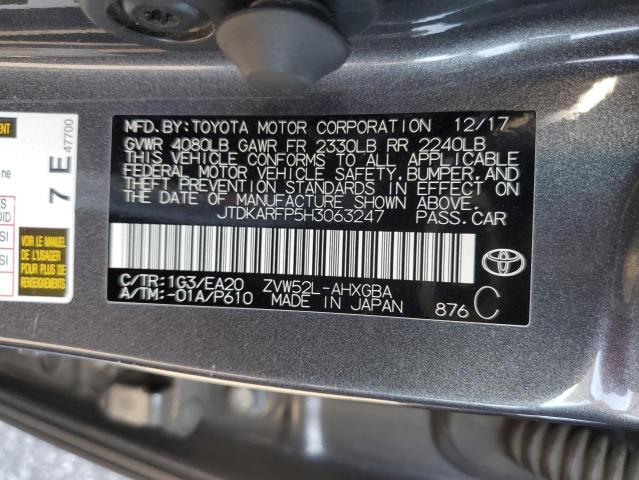JTDKARFP5H3063247 - 2017 TOYOTA PRIUS PRIM CHARCOAL photo 12