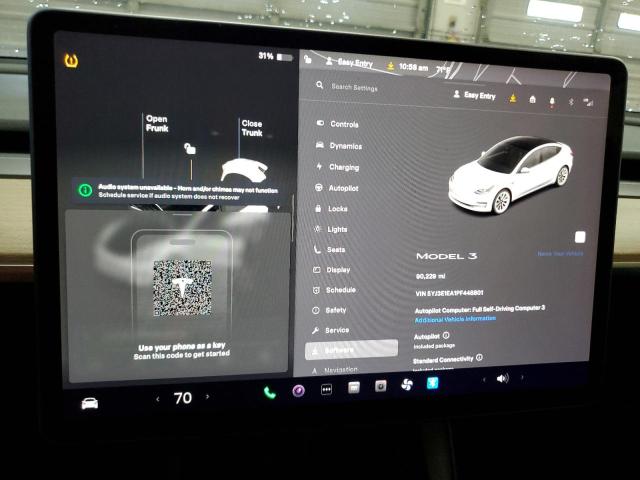 5YJ3E1EA1PF448801 - 2023 TESLA MODEL 3 WHITE photo 9