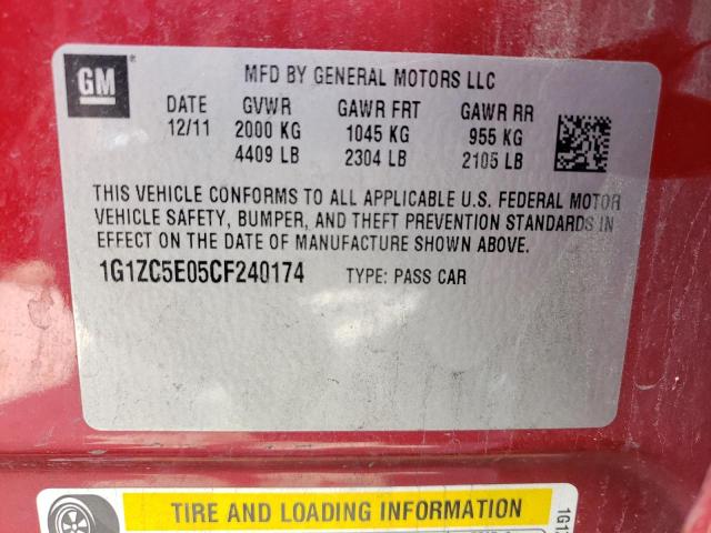 1G1ZC5E05CF240174 - 2012 CHEVROLET MALIBU 1LT BURGUNDY photo 12