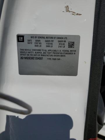 2G1WG5E38C1294397 - 2012 CHEVROLET IMPALA LT 白色 照片 12