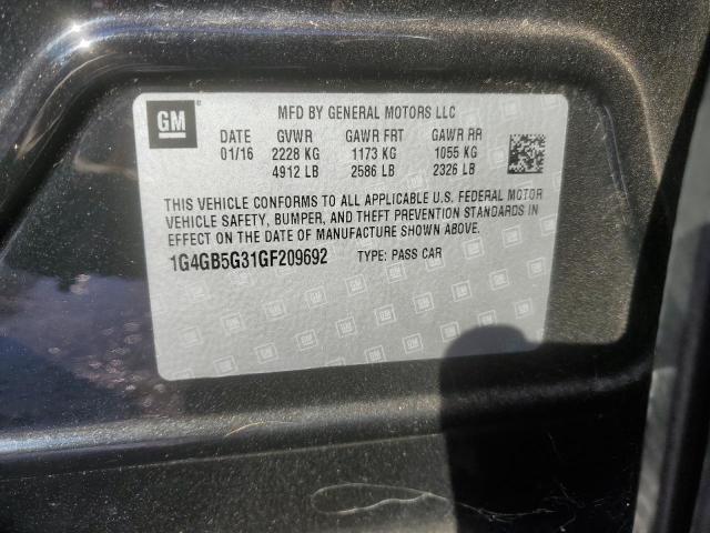 1G4GB5G31GF209692 - 2016 BUICK LACROSSE 黑色 照片 12