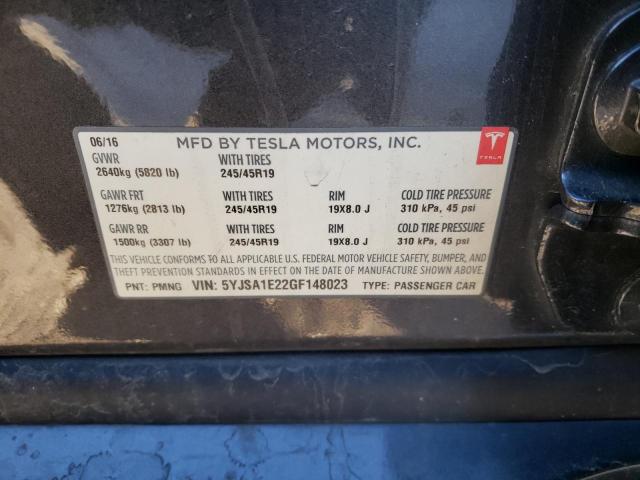 5YJSA1E22GF148023 - 2016 TESLA MODEL S Մոխրագույն լուսանկար 12