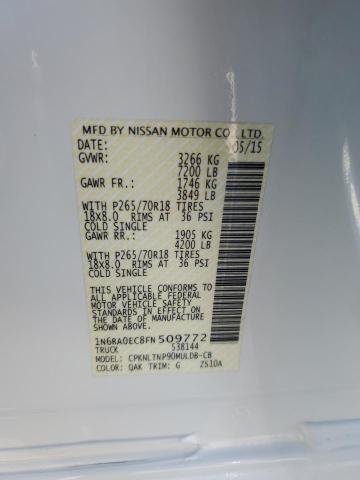 1N6BA0EC8FN509772 - 2015 NISSAN TITAN S WHITE photo 13