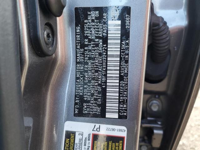 4T1BF1FK8HU324724 - 2017 TOYOTA CAMRY LE 灰色 照片 12