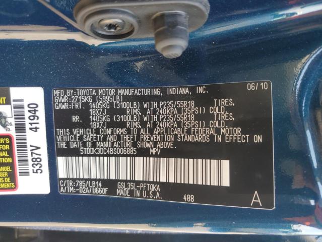 5TDDK3DC4BS006885 - 2011 TOYOTA SIENNA XLE 青色 照片 13