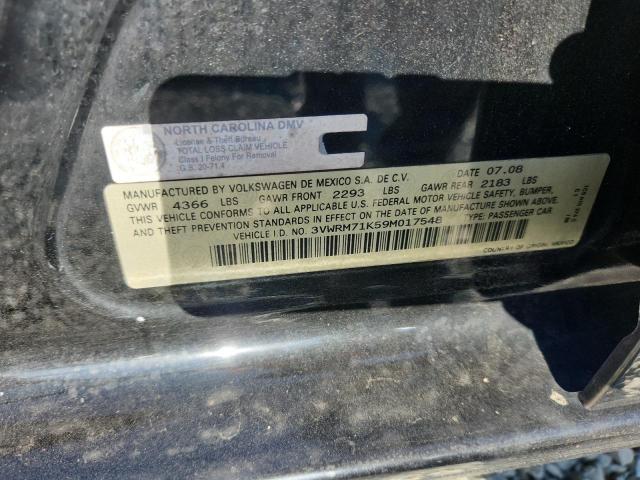 3VWRM71K59M017548 - 2009 VOLKSWAGEN JETTA SE BLACK photo 12