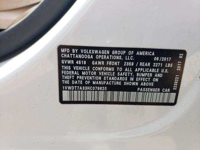 1VWDT7A33HC079620 - 2017 VOLKSWAGEN PASSAT R-LINE თეთრი ფოტო 12