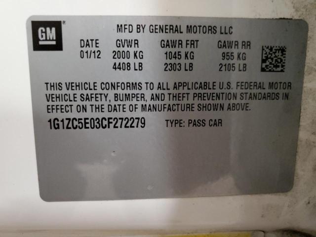 1G1ZC5E03CF272279 - 2012 CHEVROLET MALIBU 1LT 白色 照片 12