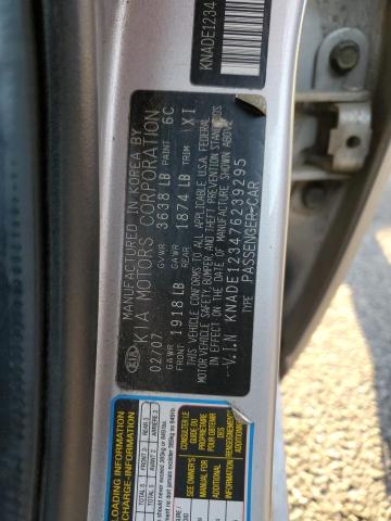 KNADE123476239295 - 2007 KIA RIO BASE SILVER photo 12