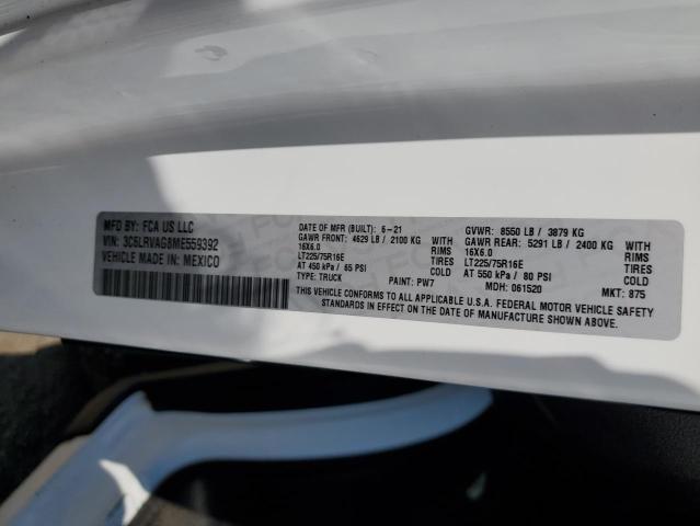 3C6LRVAG8ME559392 - 2021 RAM PROMASTER 1500 STANDARD WHITE photo 14