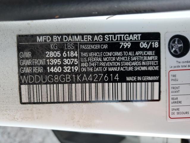 WDDUG8GB1KA427614 - 2019 MERCEDES-BENZ S 560 4MATIC WHITE photo 12