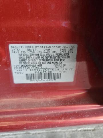 3N1CN7AP1JL810098 - 2018 NISSAN VERSA S 红色 照片 12