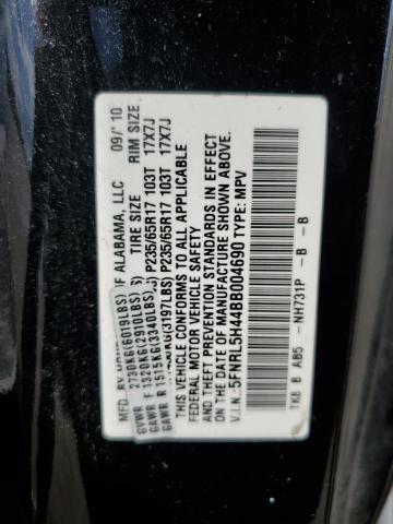 5FNRL5H44BB004690 - 2011 HONDA ODYSSEY EX BLACK photo 13