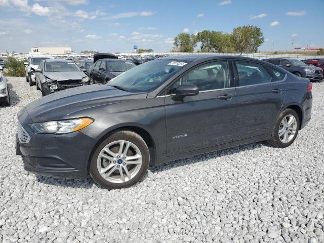 3FA6P0UU8JR145166 - 2018 FORD FUSION S HYBRID GRAY photo 1