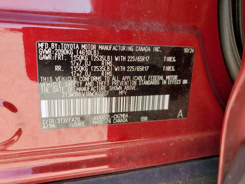 2T3W1RFV1RW360207 - 2024 TOYOTA RAV4 XLE RED photo 14