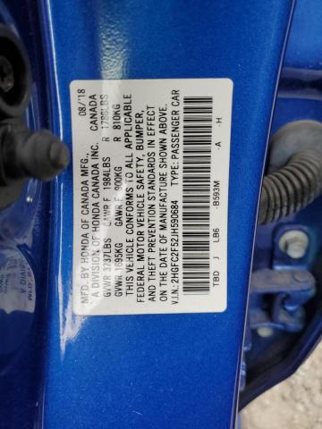 2HGFC2F52JH590684 - 2018 HONDA CIVIC LX BLUE photo 12