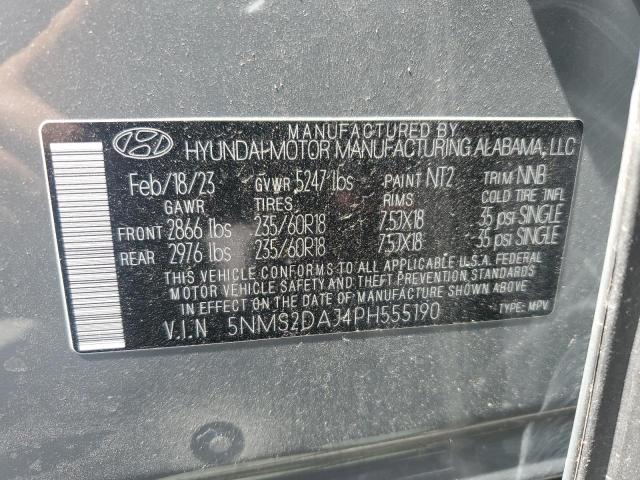 5NMS2DAJ4PH555190 - 2023 HYUNDAI SANTA FE SEL Szary zdjęcie 13