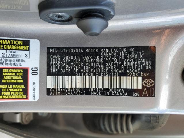 2T1BURHEXFC452134 - 2015 TOYOTA COROLLA L Qızıl foto 13