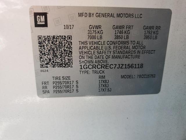 1GCRCREC7JZ156118 - 2018 CHEVROLET SILVERADO C1500 LT 白色 照片 12