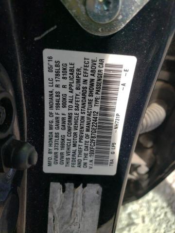 19XFC2F87GE224412 - 2016 HONDA CIVIC EX BLACK photo 13