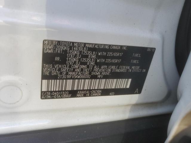 2T3G1RFV5KW066092 - 2019 TOYOTA RAV4 LE Weiß Foto 12
