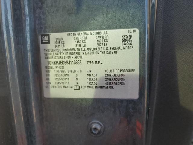 1GNKRJED5BJ113883 - 2011 CHEVROLET TRAVERSE LT 黑色 照片 12