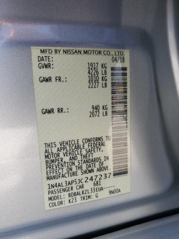 1N4AL3AP5JC247237 - 2018 NISSAN ALTIMA 2.5 银色 照片 12