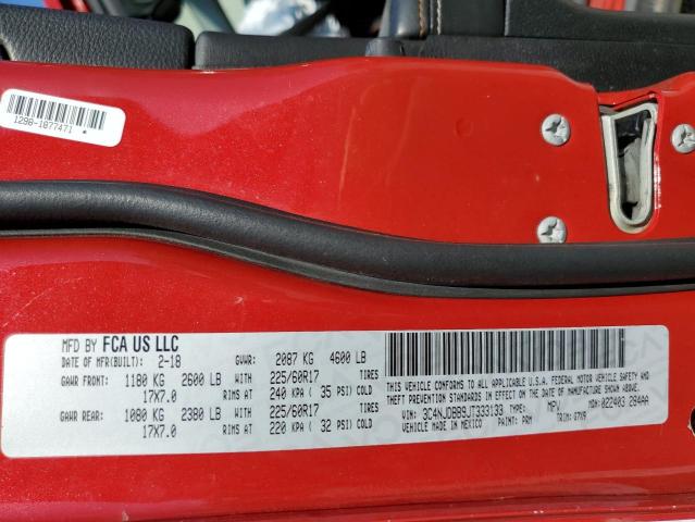 3C4NJDBB9JT333133 - 2018 JEEP COMPASS LATITUDE Rojo foto 13