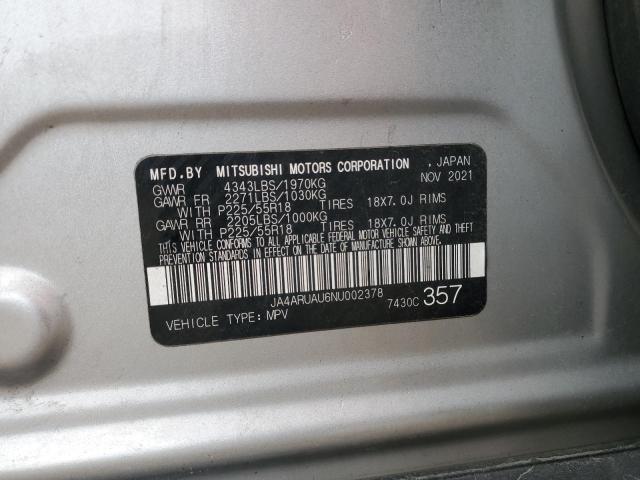 JA4ARUAU6NU002378 - 2022 MITSUBISHI OUTLANDER ES SILVER photo 13