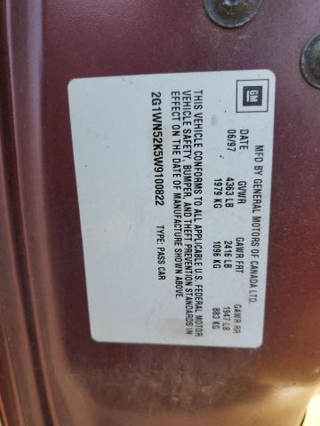 2G1WN52K5W9100822 - 1998 CHEVROLET LUMINA LTZ MAROON photo 12