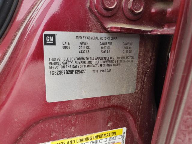 1G8ZS57B29F139427 - 2009 SATURN AURA XE BURGUNDY photo 12