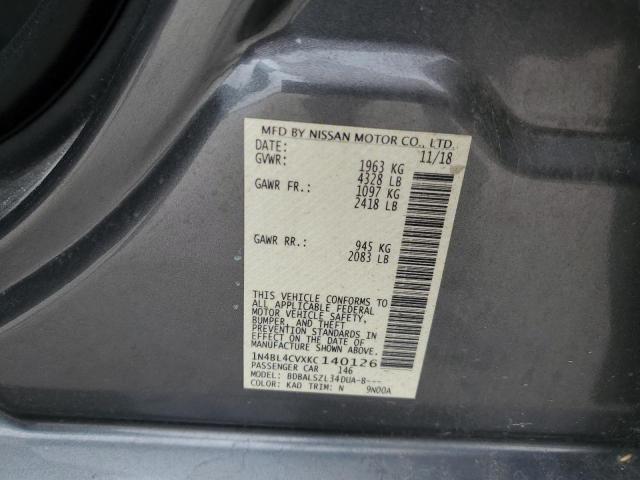 1N4BL4CVXKC140126 - 2019 NISSAN ALTIMA SR 灰色 照片 12