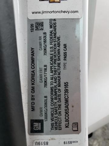 KL8CD6SA0MC739165 - 2021 CHEVROLET SPARK 1LT WHITE photo 12