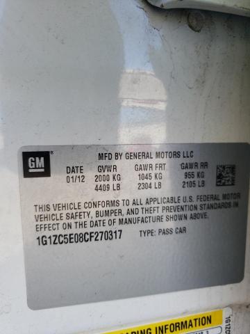 1G1ZC5E08CF270317 - 2012 CHEVROLET MALIBU 1LT WHITE photo 12