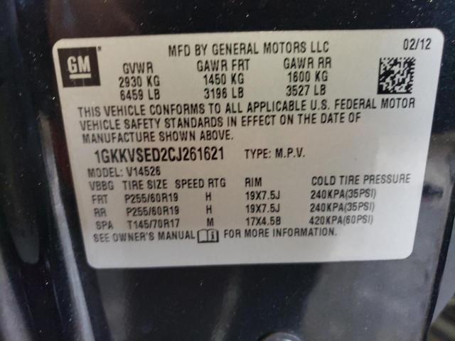 1GKKVSED2CJ261621 - 2012 GMC ACADIA SLT-2 BLACK photo 13