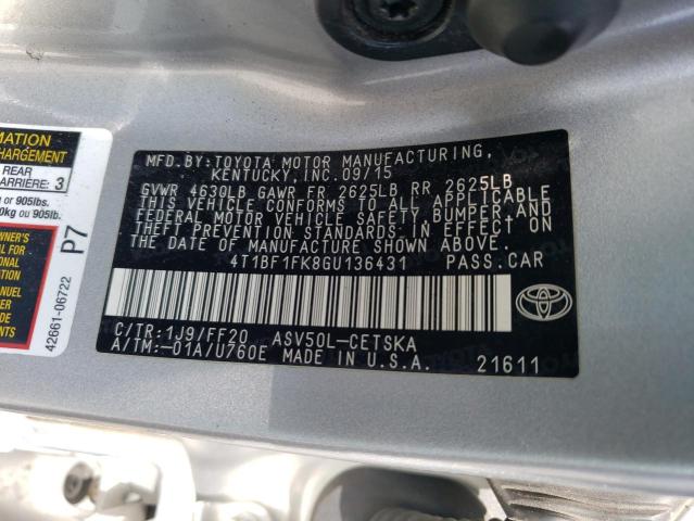 4T1BF1FK8GU136431 - 2016 TOYOTA CAMRY LE SILVER photo 12