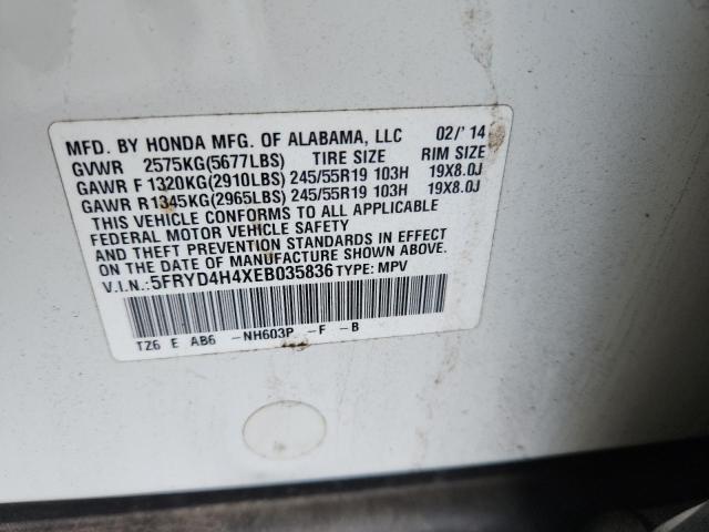 5FRYD4H4XEB035836 - 2014 ACURA MDX TECHNOLOGY WHITE photo 13