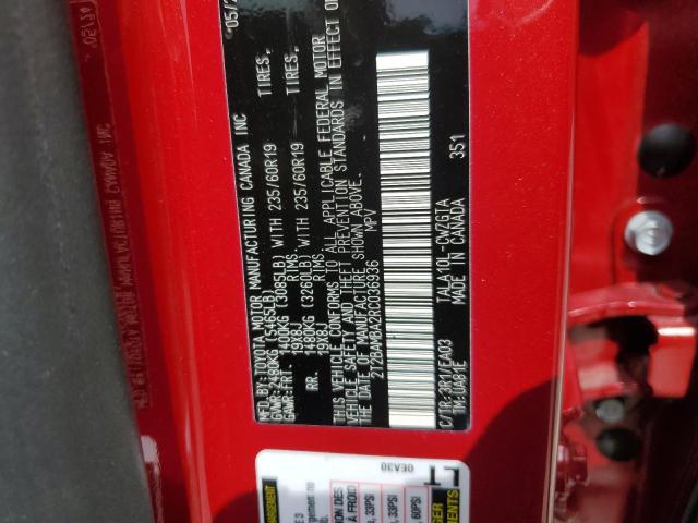 2T2BAMBA2RC036936 - 2024 LEXUS RX 350 BASE Tünd qırmızı foto 13