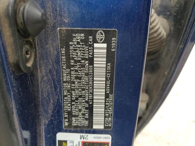 4T1BF3EK5BU653806 - 2011 TOYOTA CAMRY BASE BLUE photo 12